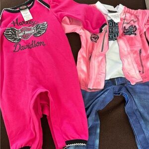 Harley-Davidson Pink Baby Romper and Jacket Set